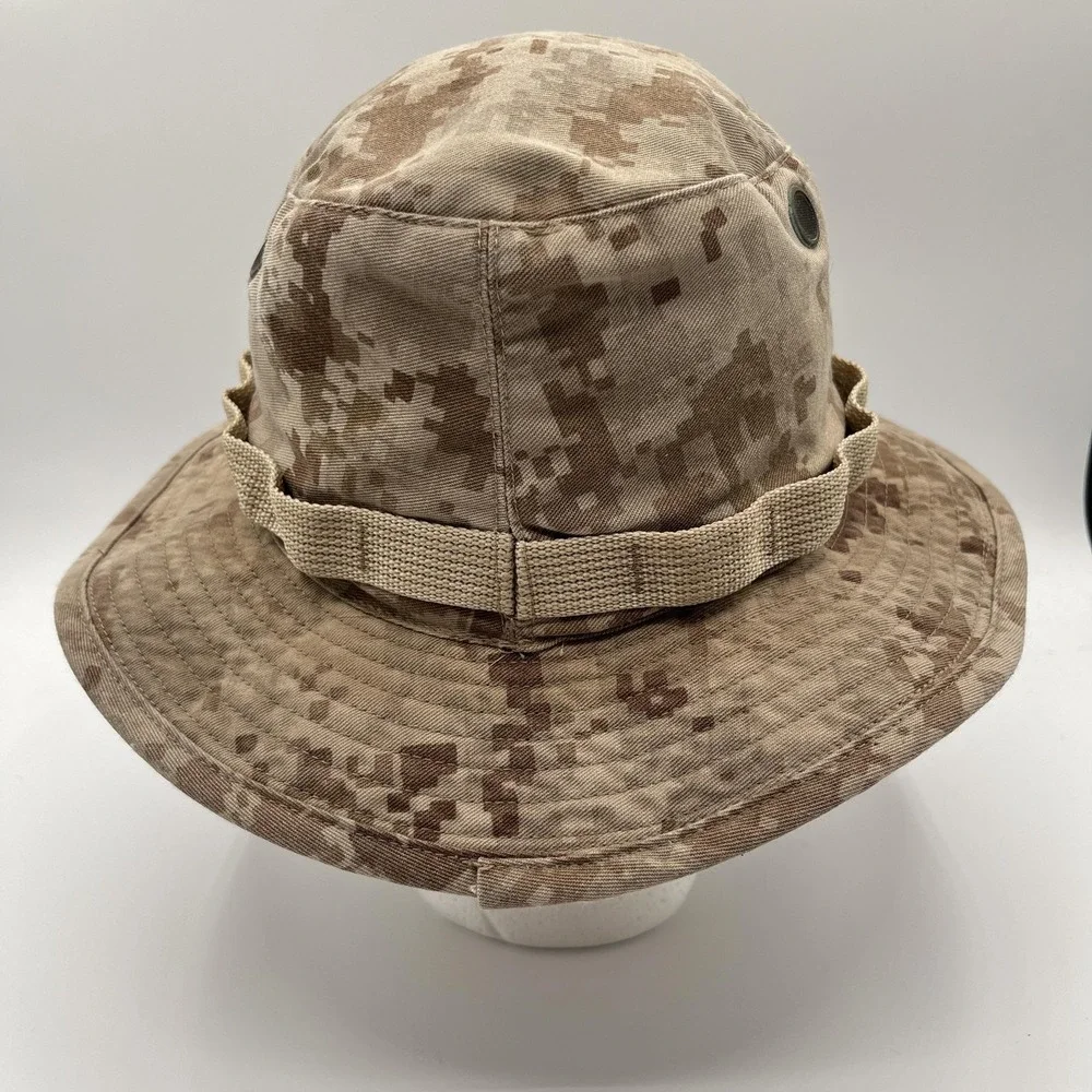 USMC Marine Corps MARPAT Desert Boonie Hat Small SEKRI Camo Wide Brim Chin Strap - Picture 4 of 9
